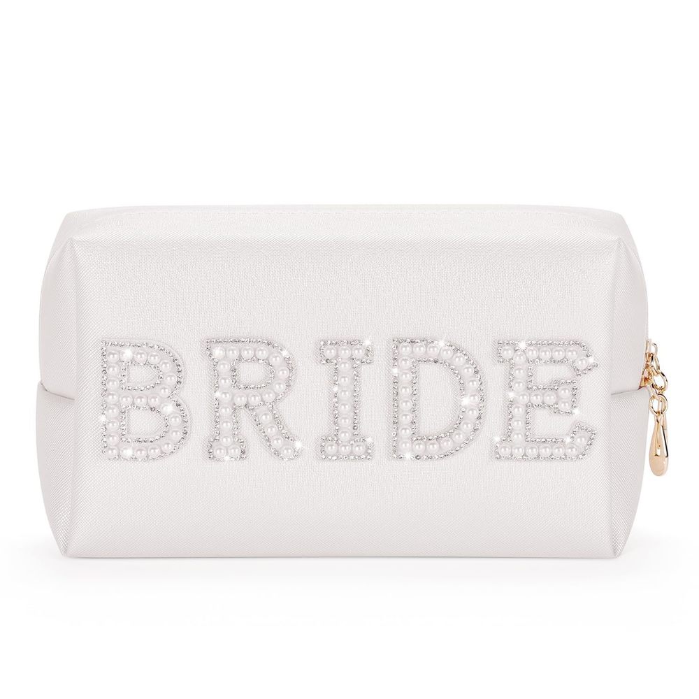 Bride Letter Makeup Bag, Bride To Be Gifts Bling Pearl Rhinestone Patch🐳